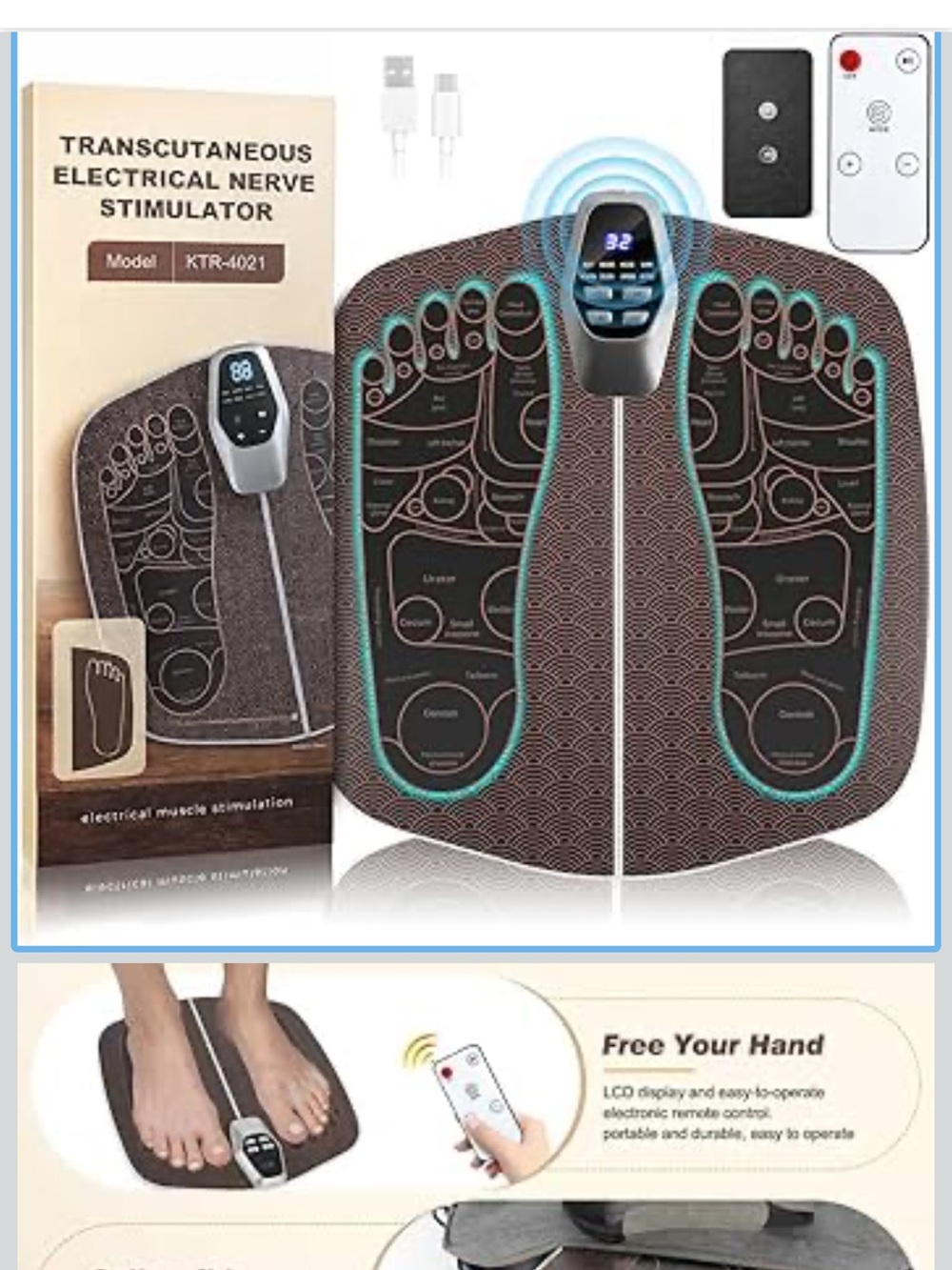 transcutaneous electrical nerve stimulator for pain relief EMS foot massager